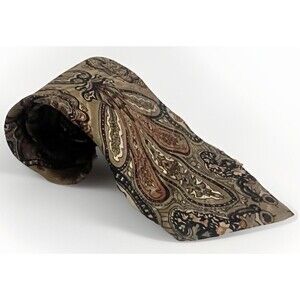 Pierre Balman Silk Tie Paisley Olive Taupe Rust Luxury Designer Classic